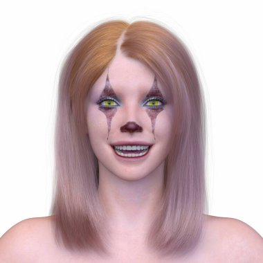 Bir kadının yüzünün 3 boyutlu görüntüsü.