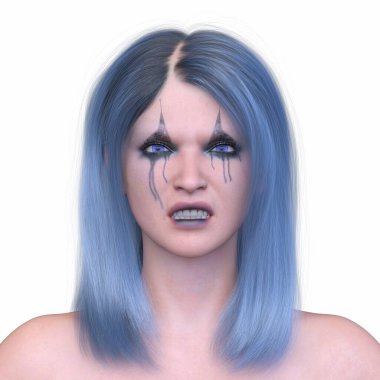 Bir kadının yüzünün 3 boyutlu görüntüsü.