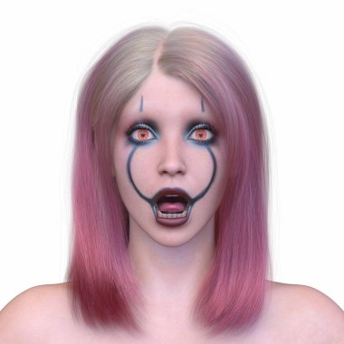 Bir kadının yüzünün 3 boyutlu görüntüsü.