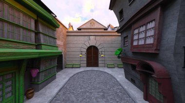 Parke taşlı sokakların 3 boyutlu canlandırması