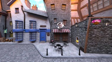 Parke taşlı sokakların 3 boyutlu canlandırması