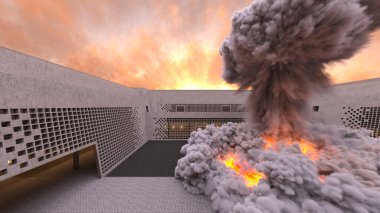 3D rendering of the fire scene