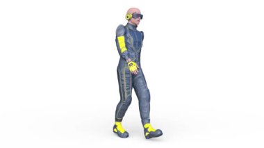 Yürüyen bir erkek sayborgun 3 boyutlu tasviri