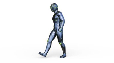 Yürüyen bir siber adamın 3 boyutlu canlandırması