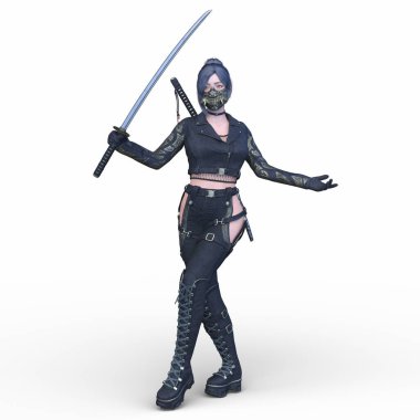 3 boyutlu kadın eskrimci.