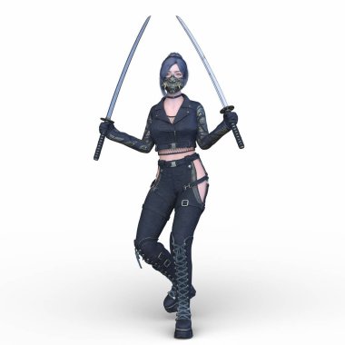 3 boyutlu kadın eskrimci.