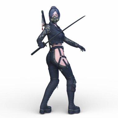 3 boyutlu kadın eskrimci.