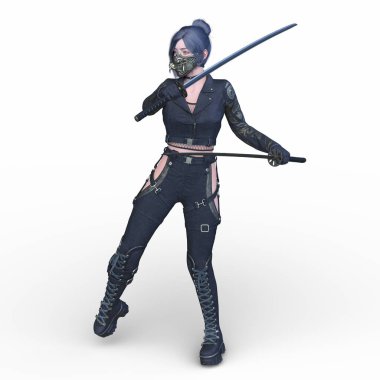 3 boyutlu kadın eskrimci.