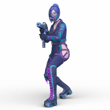 bir kadın savaşçı 3D render