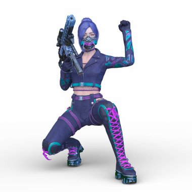 bir kadın savaşçı 3D render