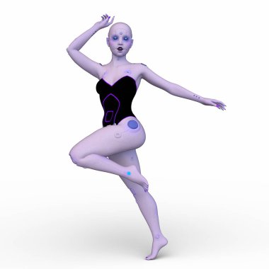 Dişi bir sayborgun 3D canlandırması