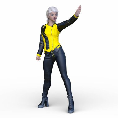 bir kadın savaşçı 3D render