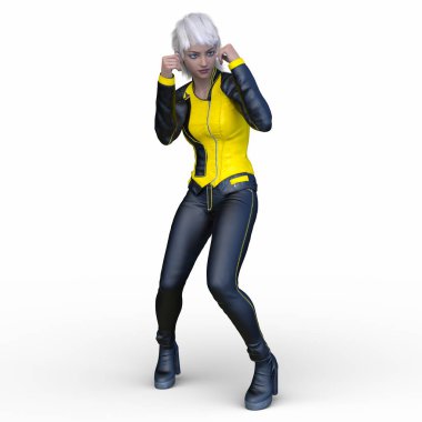 bir kadın savaşçı 3D render