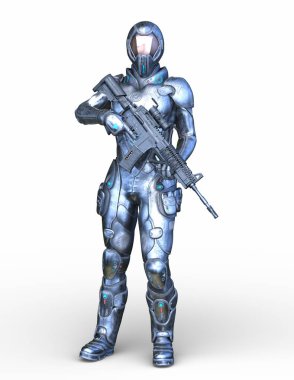 3D rendering of a cyber warrior