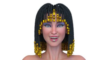 Kleopatra makyajlı bir kadının 3 boyutlu görüntüsü