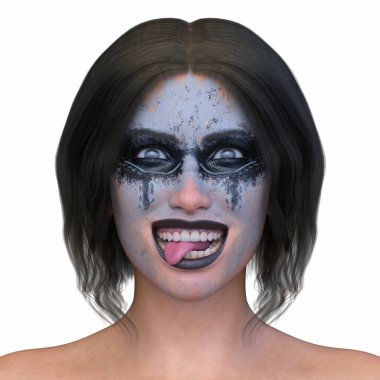 Bir kadının 3 boyutlu korku görüntüsü.