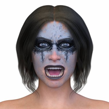 Bir kadının 3 boyutlu korku görüntüsü.