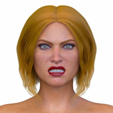 Bir kadının yüzünün 3 boyutlu görüntüsü.