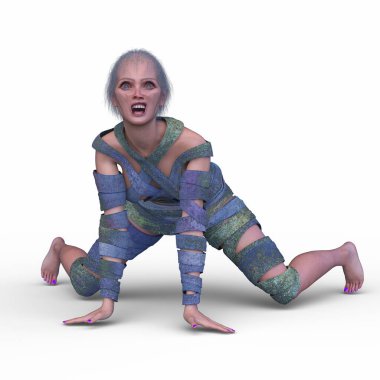 3 boyutlu dişi zombi tasviri