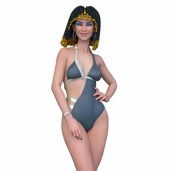 stock image 3D rendering of a woman in Cleopatra makeup with swimsuit