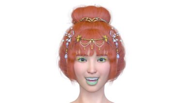 Bir kadının yüzünün 3 boyutlu görüntüsü.