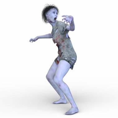 3 boyutlu dişi zombi tasviri