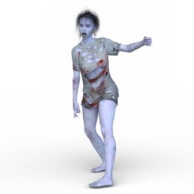 3 boyutlu dişi zombi tasviri