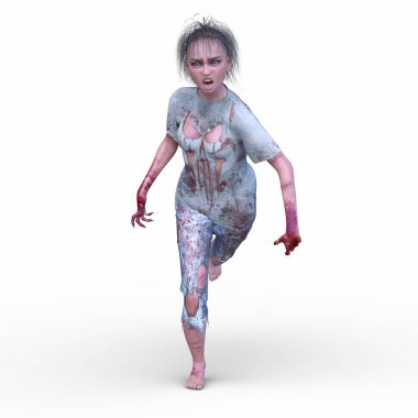 3 boyutlu dişi zombi tasviri