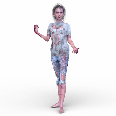 3 boyutlu dişi zombi tasviri