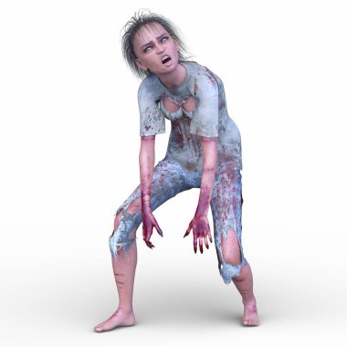 3 boyutlu dişi zombi tasviri