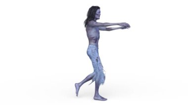 Yürüyen bir erkek zombinin 3 boyutlu canlandırması