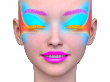 Bir kadının yüzünün 3 boyutlu görüntüsü.