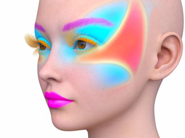 Bir kadının yüzünün 3 boyutlu görüntüsü.