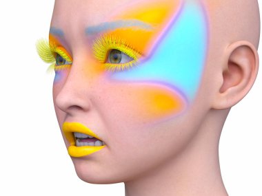 Bir kadının yüzünün 3 boyutlu görüntüsü.