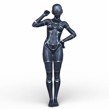 Dişi bir sayborgun 3D canlandırması