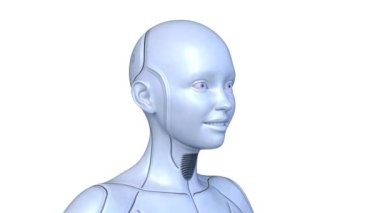 Dişi bir sayborgun yüzünün 3 boyutlu görüntüsü.
