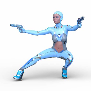 Dişi bir sayborgun 3D canlandırması