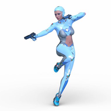 Dişi bir sayborgun 3D canlandırması