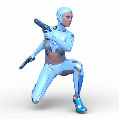 Dişi bir sayborgun 3D canlandırması