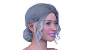 Bir kadının yüzünün 3 boyutlu görüntüsü.