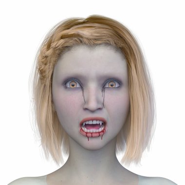 Bir kadının 3 boyutlu korku görüntüsü.