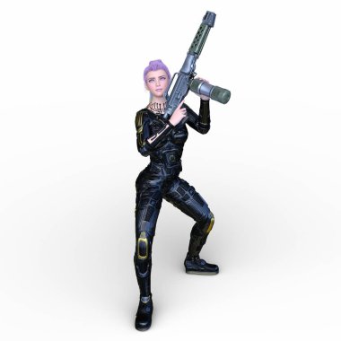 bir kadın savaşçı 3D render