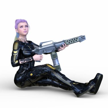 bir kadın savaşçı 3D render