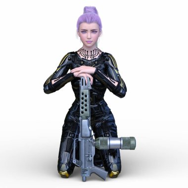 bir kadın savaşçı 3D render