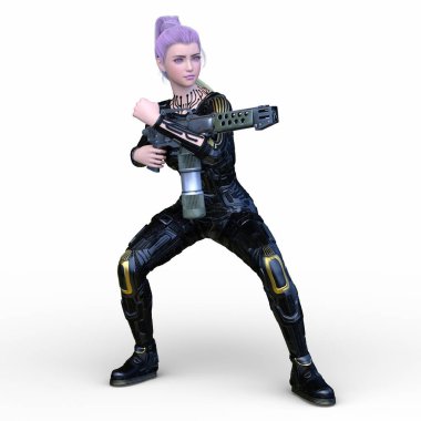 bir kadın savaşçı 3D render