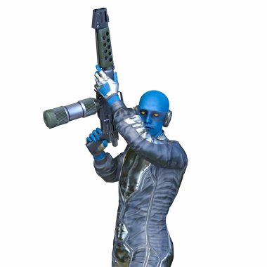 3D rendering of a cyber warrior clipart