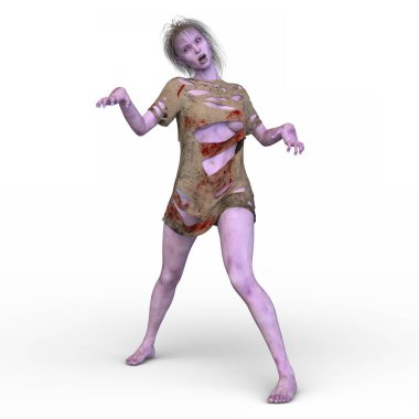 3 boyutlu dişi zombi tasviri