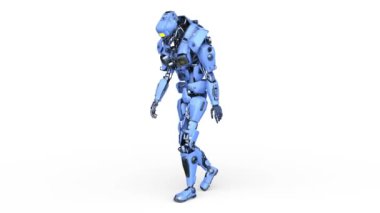3D rendering of a robot walking face down