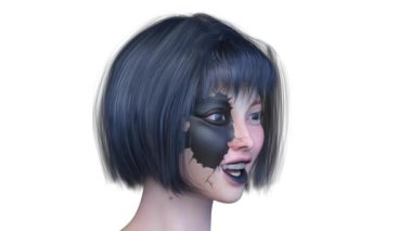 Bir kadının yüzünün 3 boyutlu görüntüsü.