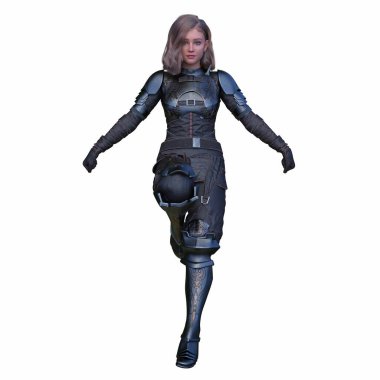 bir kadın savaşçı 3D render
